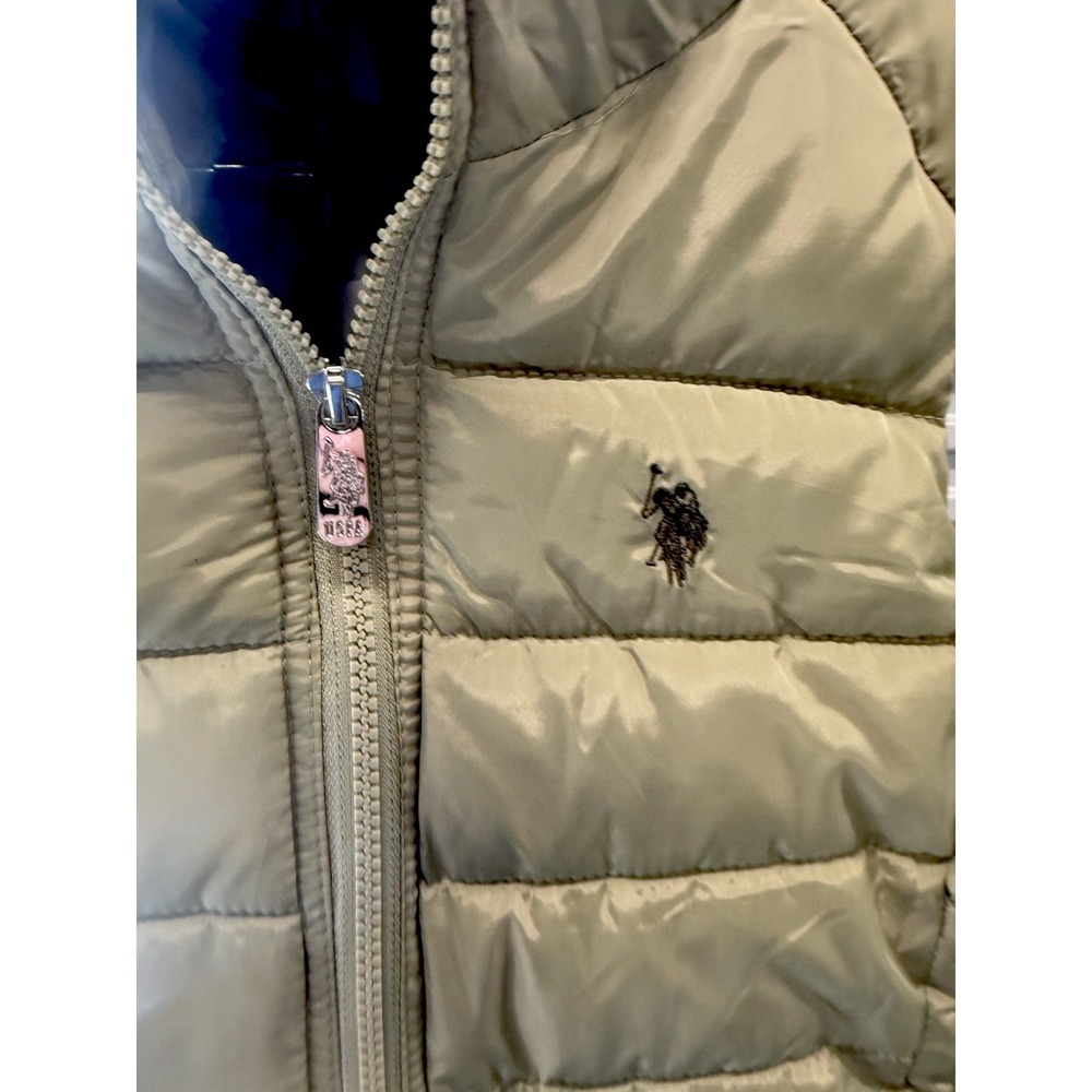U.S. Polo Assn Women's Vest Light Green Soft Faux Fur Lining Size Small - Picture 2 of 6